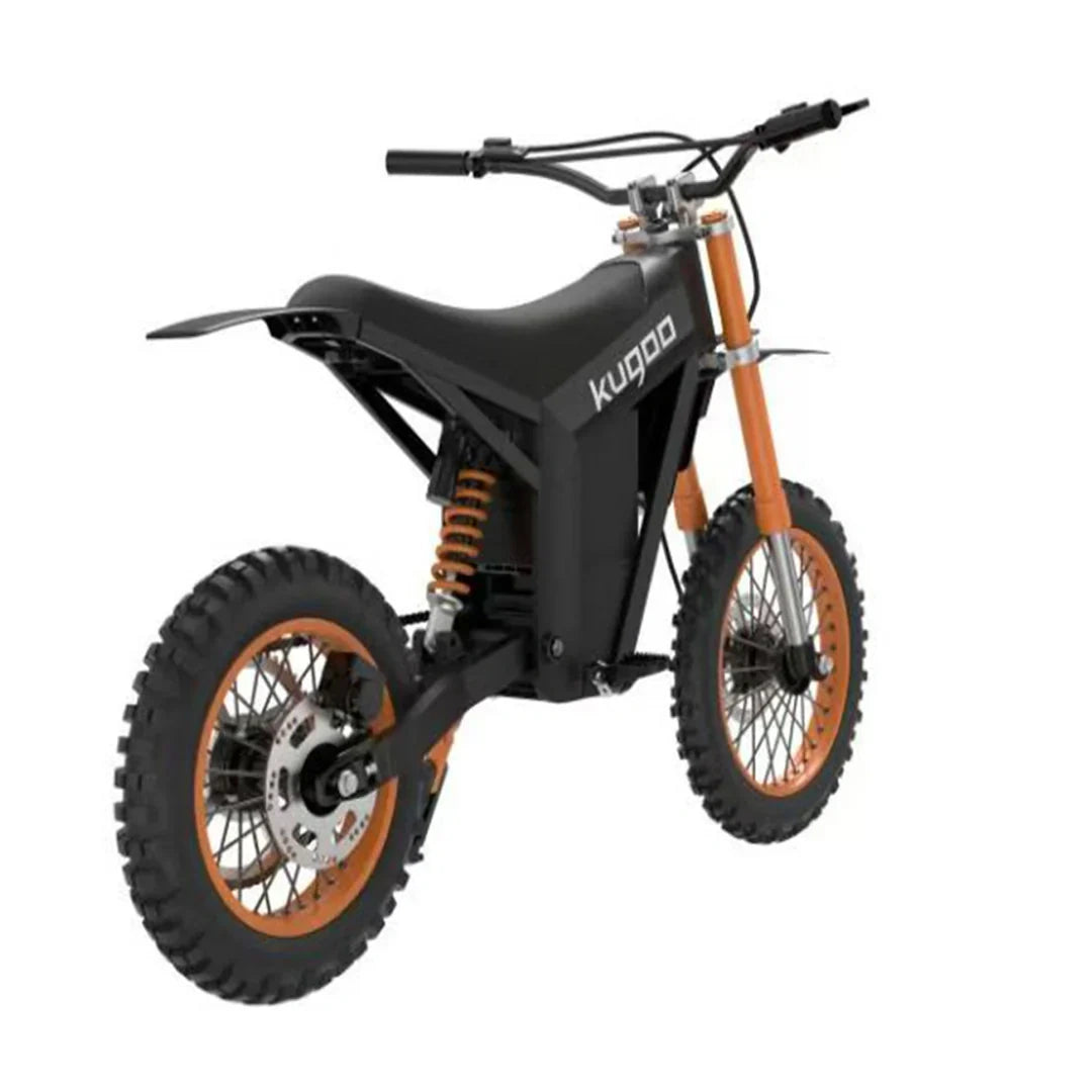 Black and orange electric bike with 'kugoo' branding on a white background