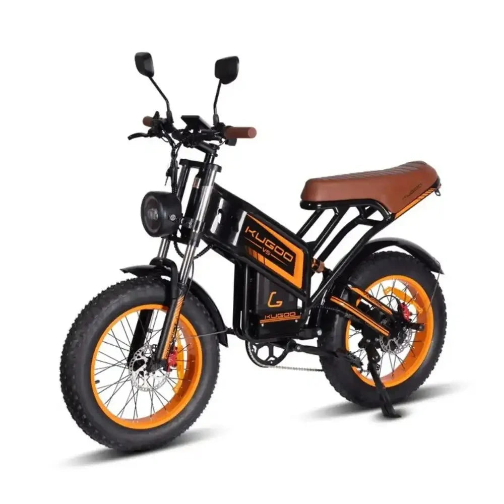 Electric bike with orange rims on a white background