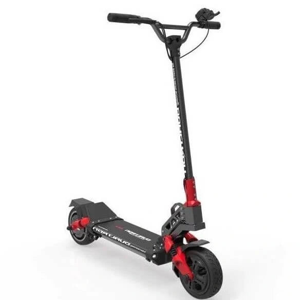 Black and red electric scooter on a white background