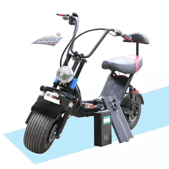 Electric bike with large wheels on a white background