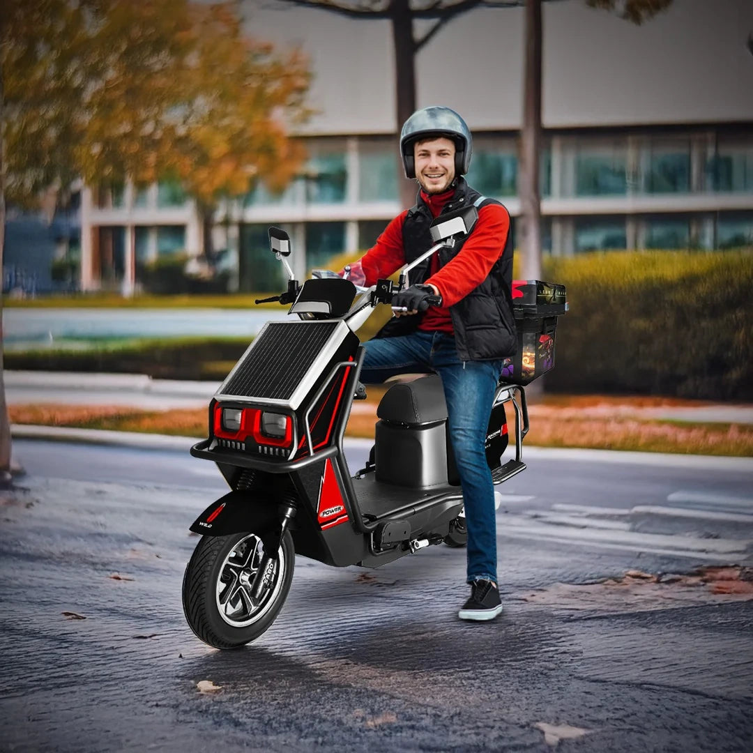 Person on a scooter with a helmet in an urban setting