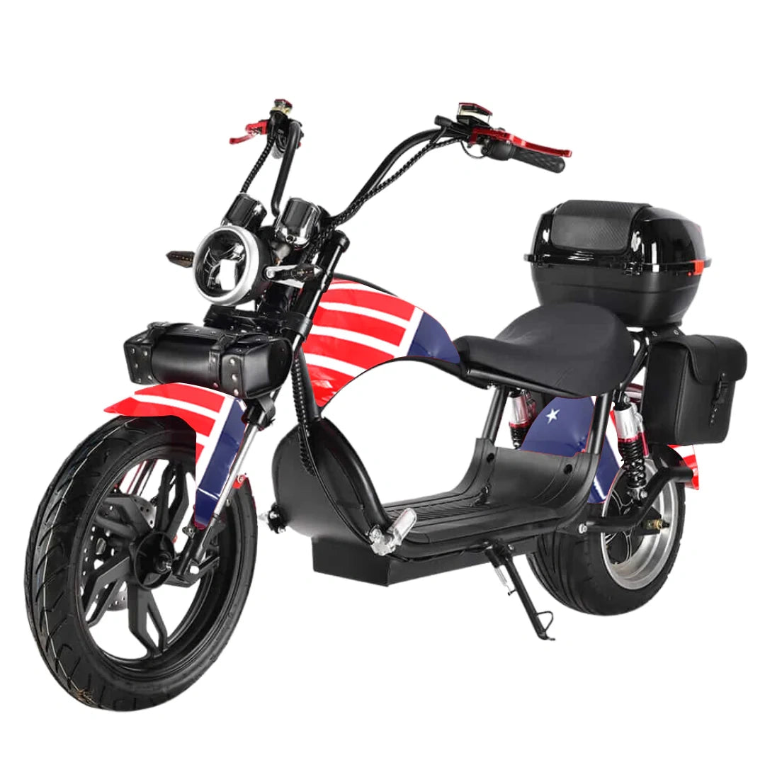 Electric scooter with American flag design on a white background