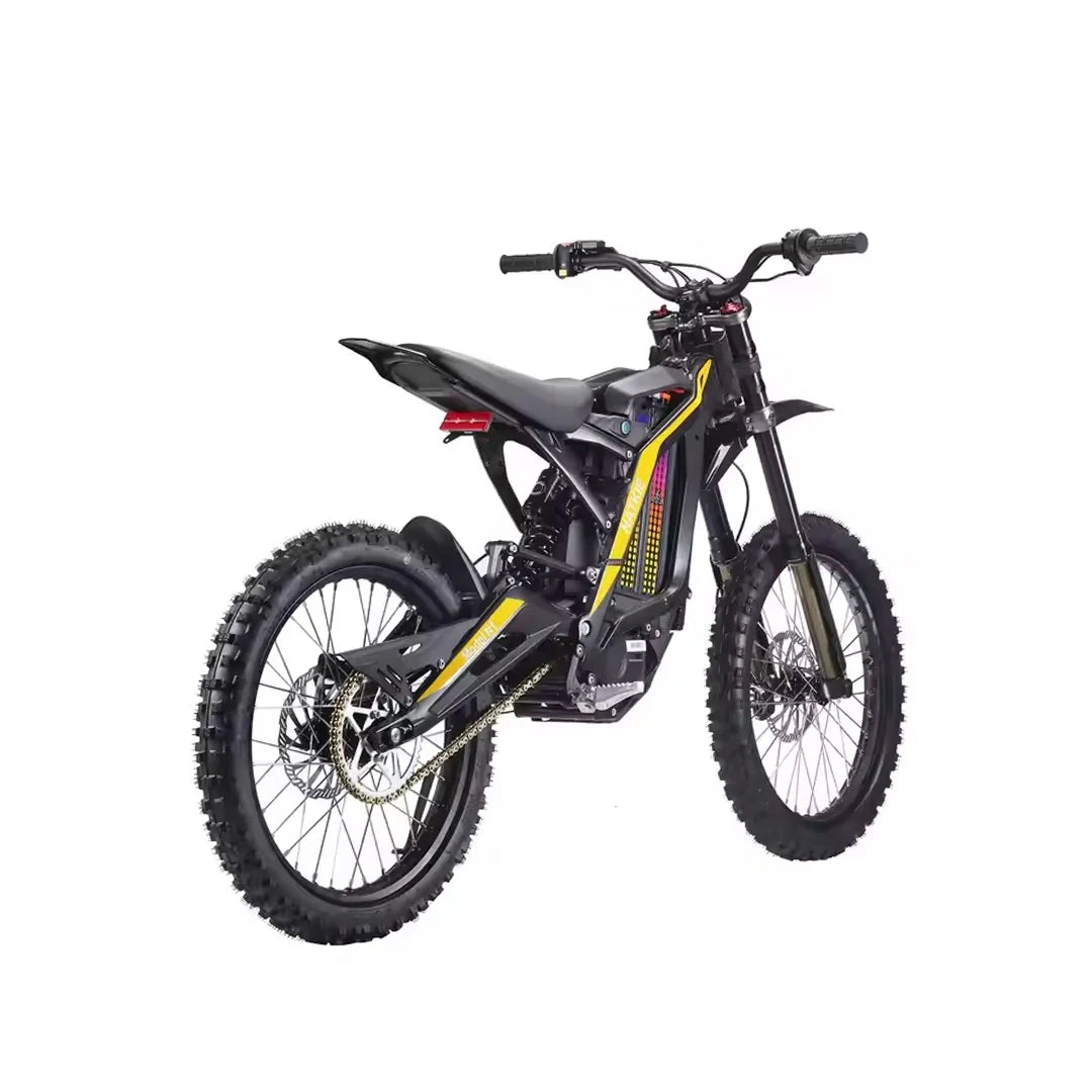 Black and yellow electric bike on a white background