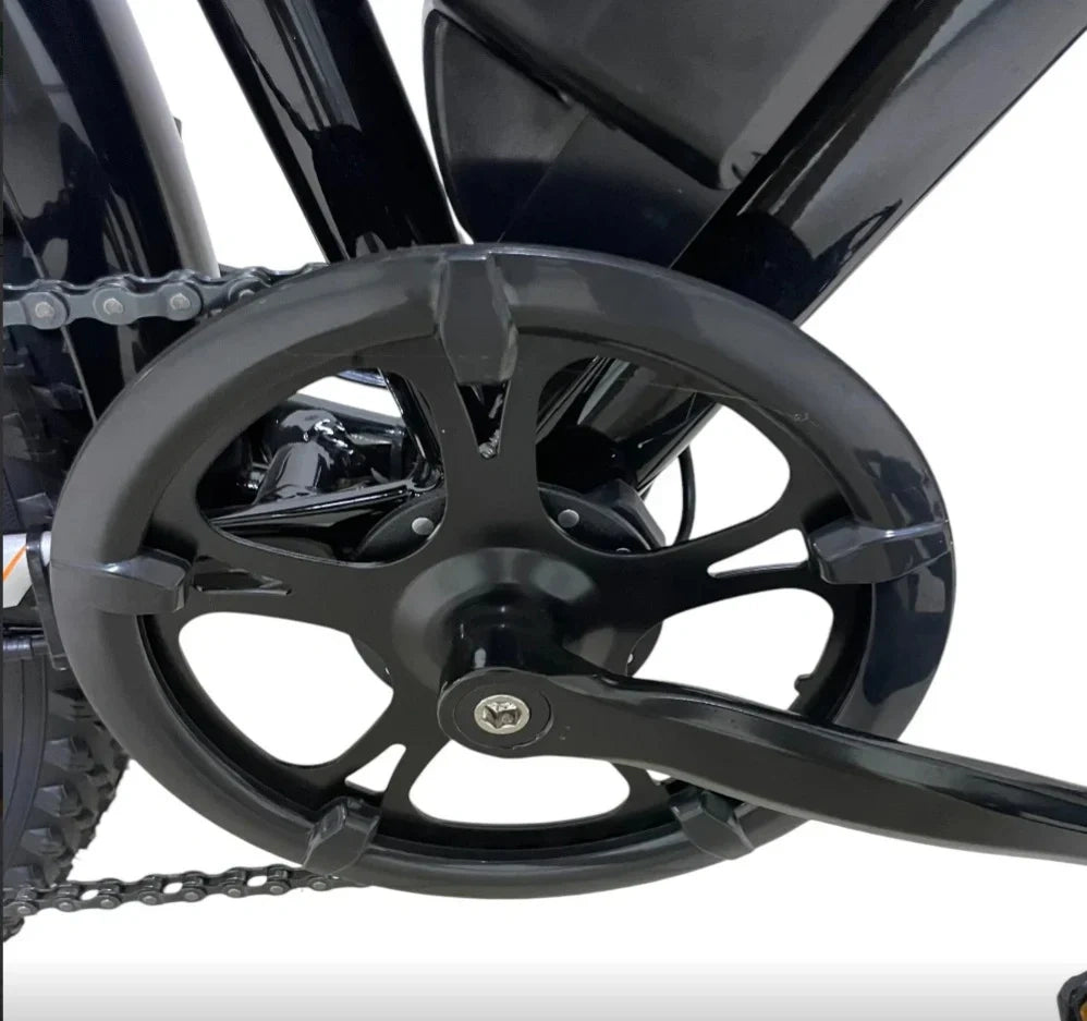Close-up of a motorcycle chain and sprocket on a white background