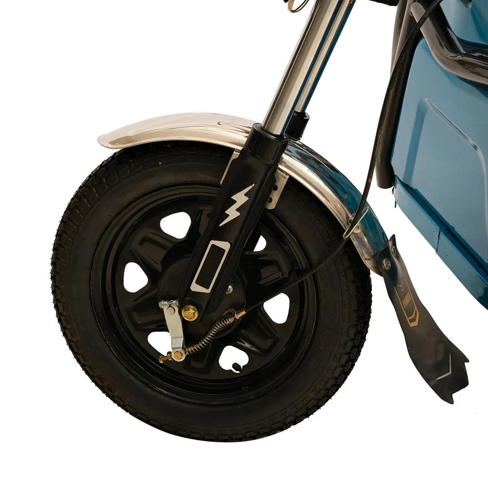 Close-up of a motorcycle wheel with a white background