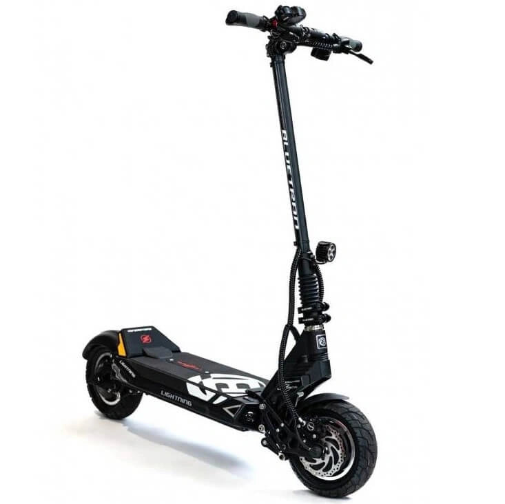 Black electric scooter on a white background