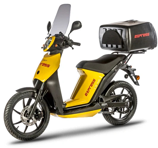 Yellow and black scooter with 'EXPRESS' branding on a white background