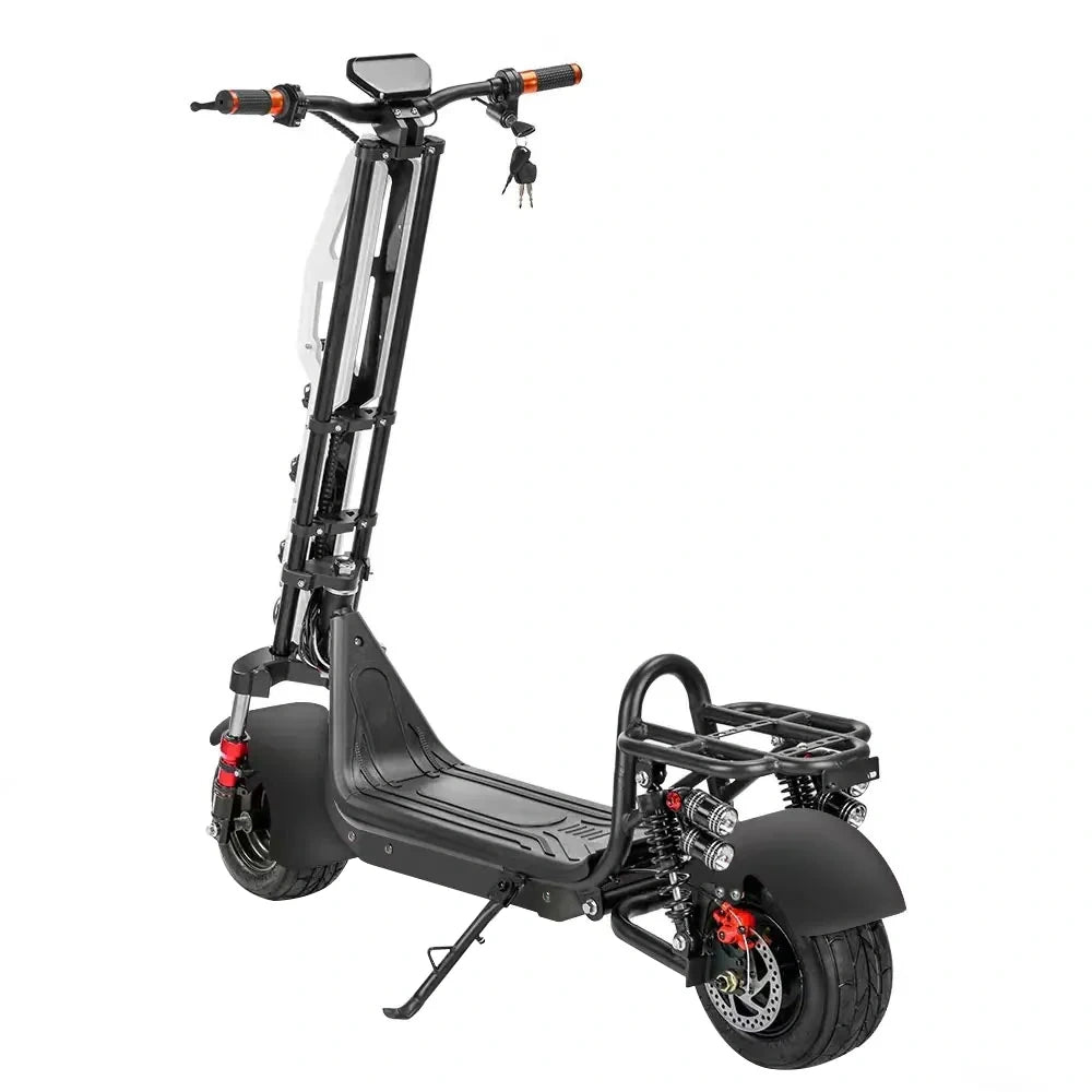 Black electric scooter on a white background
