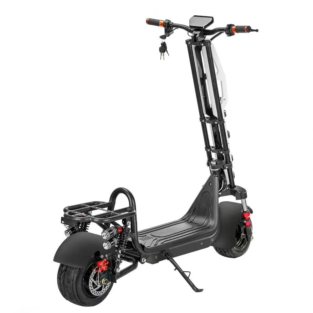 Black electric scooter on a white background