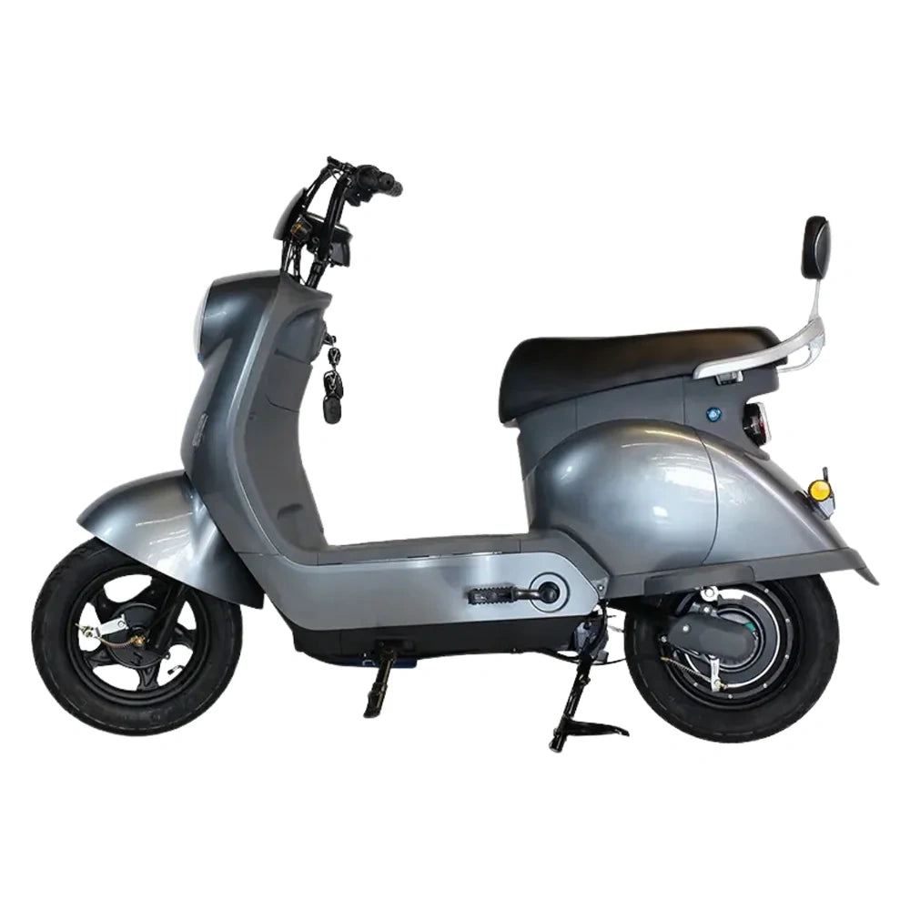 Silver scooter on a white background
