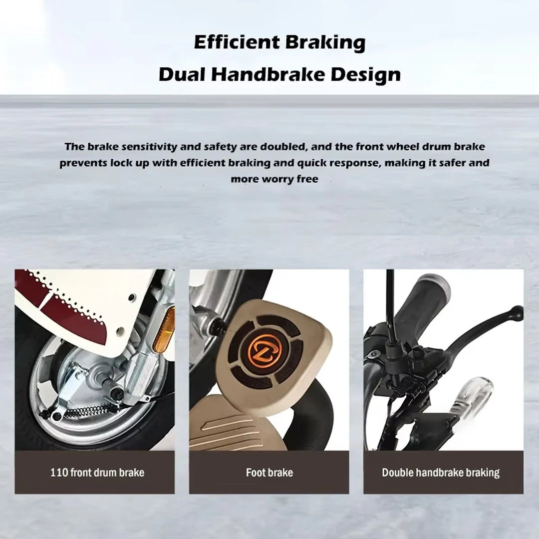 Motorcycle braking system with dual handbrake design on a gray background