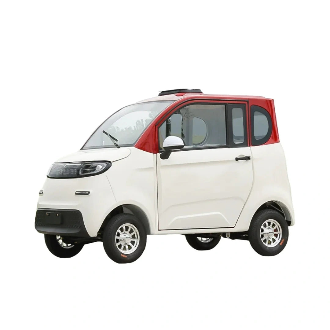 Small white and red vehicle on a white background