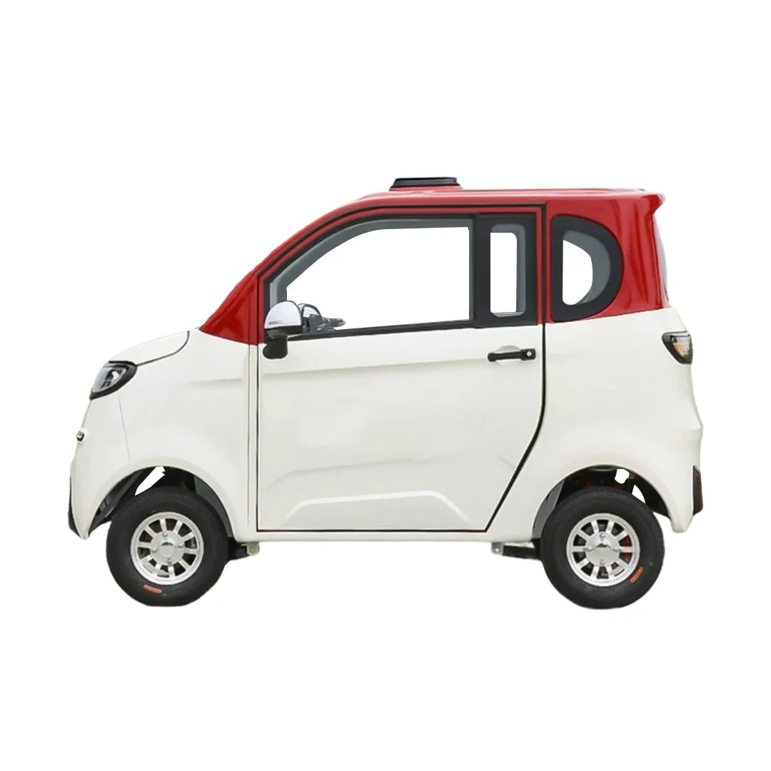 Small white and red vehicle on a white background