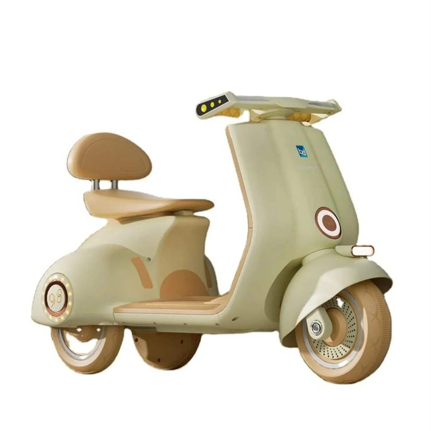 Children's scooter with a beige and brown design on a white background
