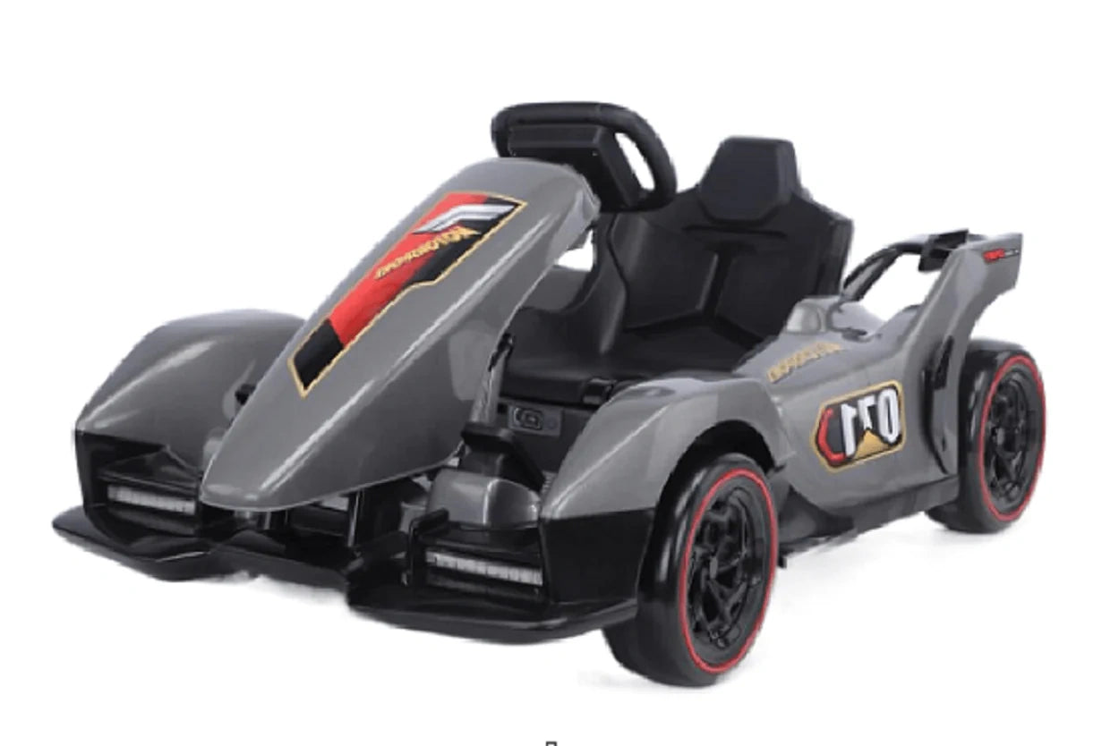 Toy car with a futuristic design on a white background