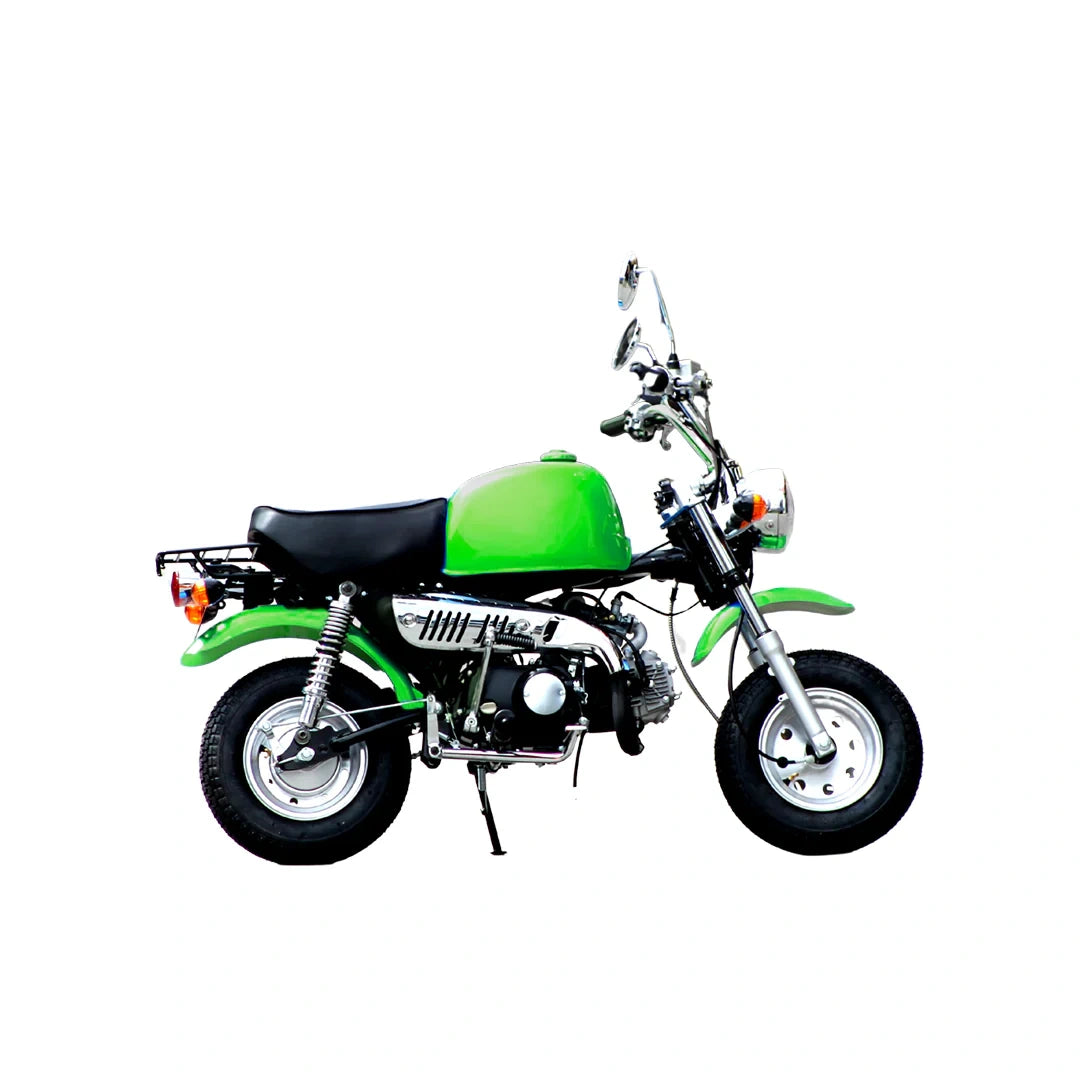 Green motorcycle on a white background