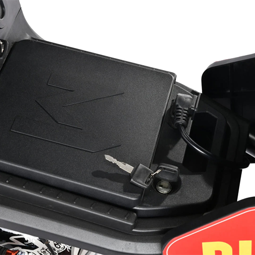 Close-up of a black plastic component with a visible brand logo on a white background