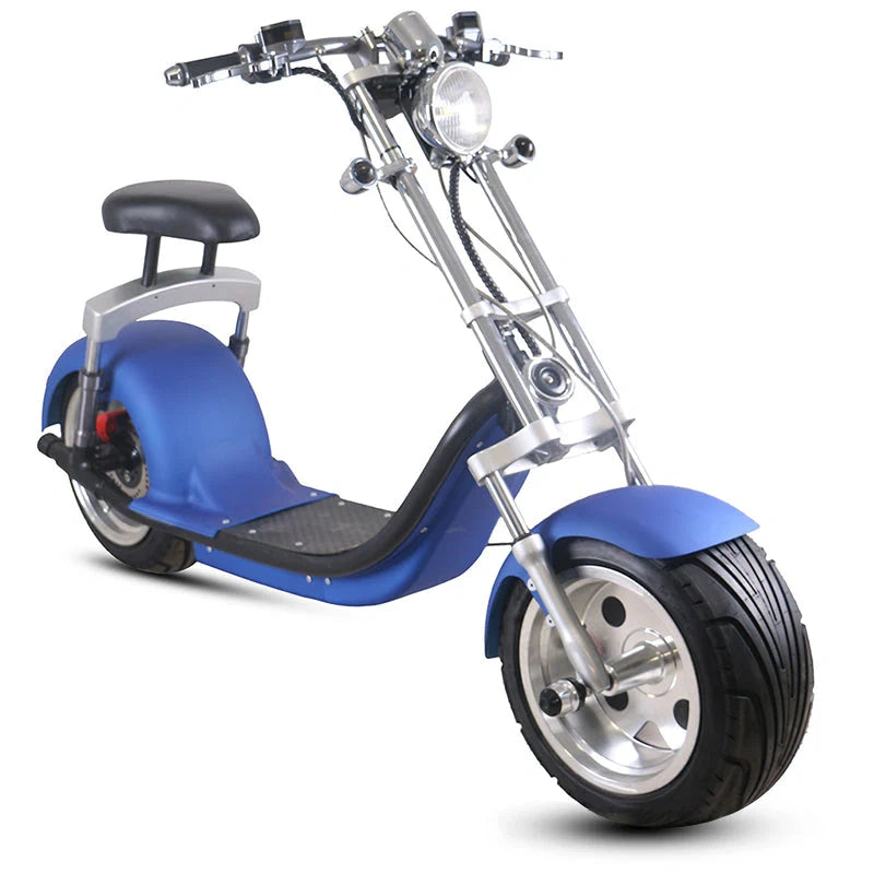 Blue electric scooter on a white background