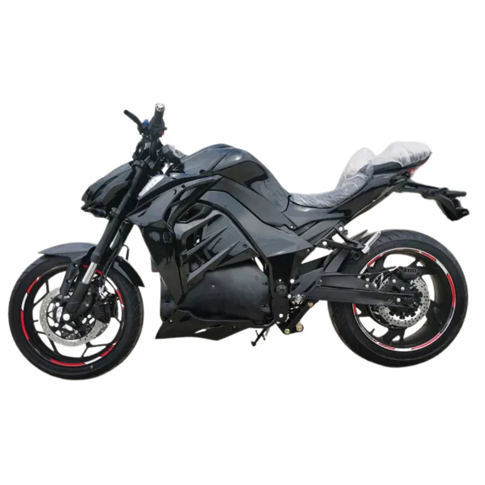 Black electric motorcycle on a white background