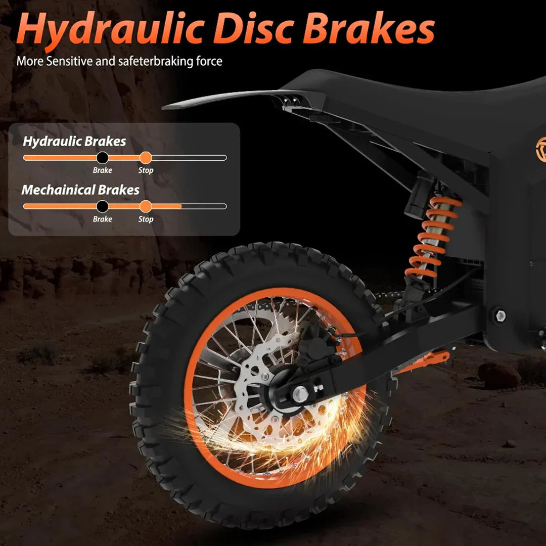 Motorcycle wheel with hydraulic disc brakes on a dark background