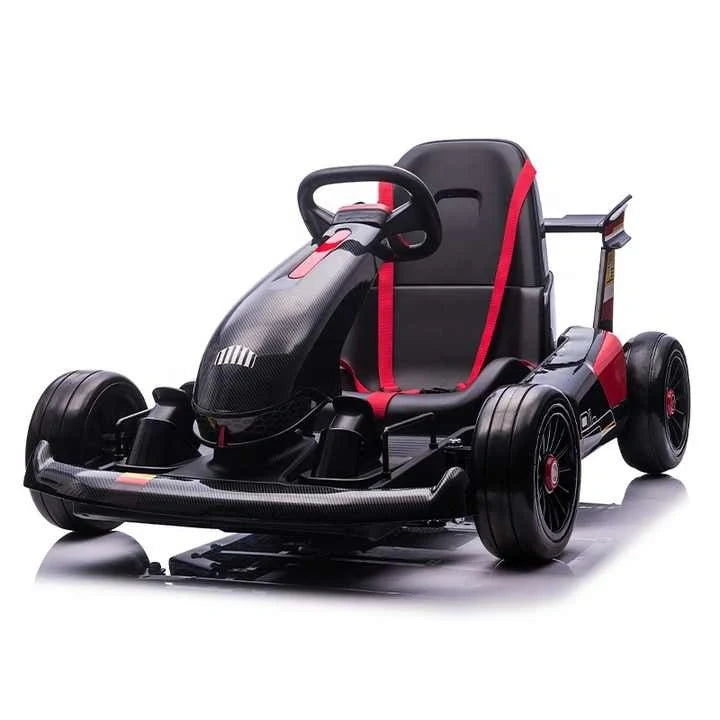Black and red go-kart on a white background