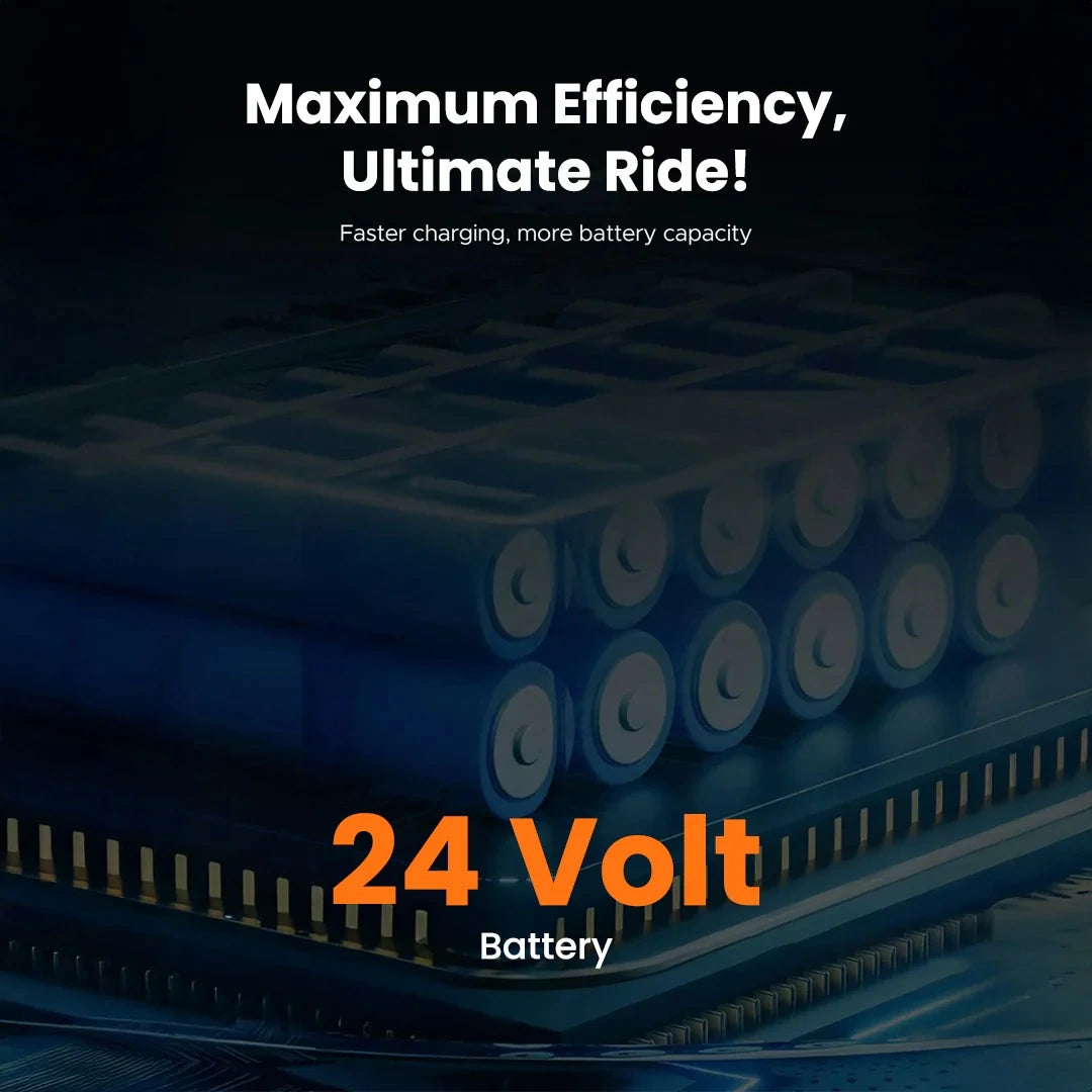 Stack of batteries with '24 Volt' text on a dark background
