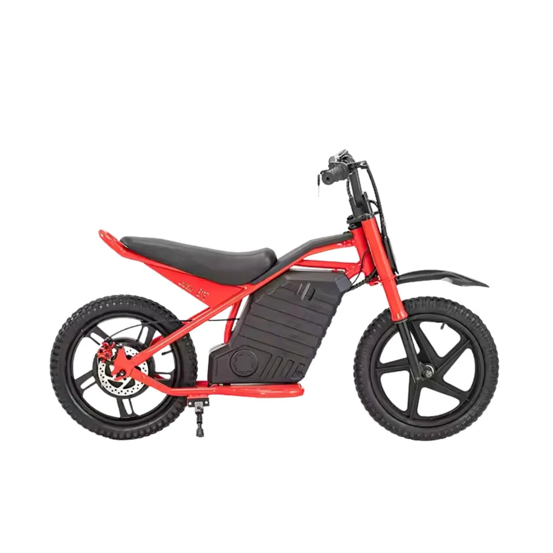 Red and black electric bike on a white background