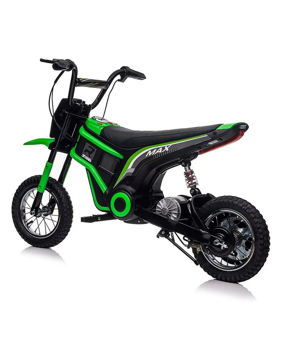 Green and black electric bike on a white background