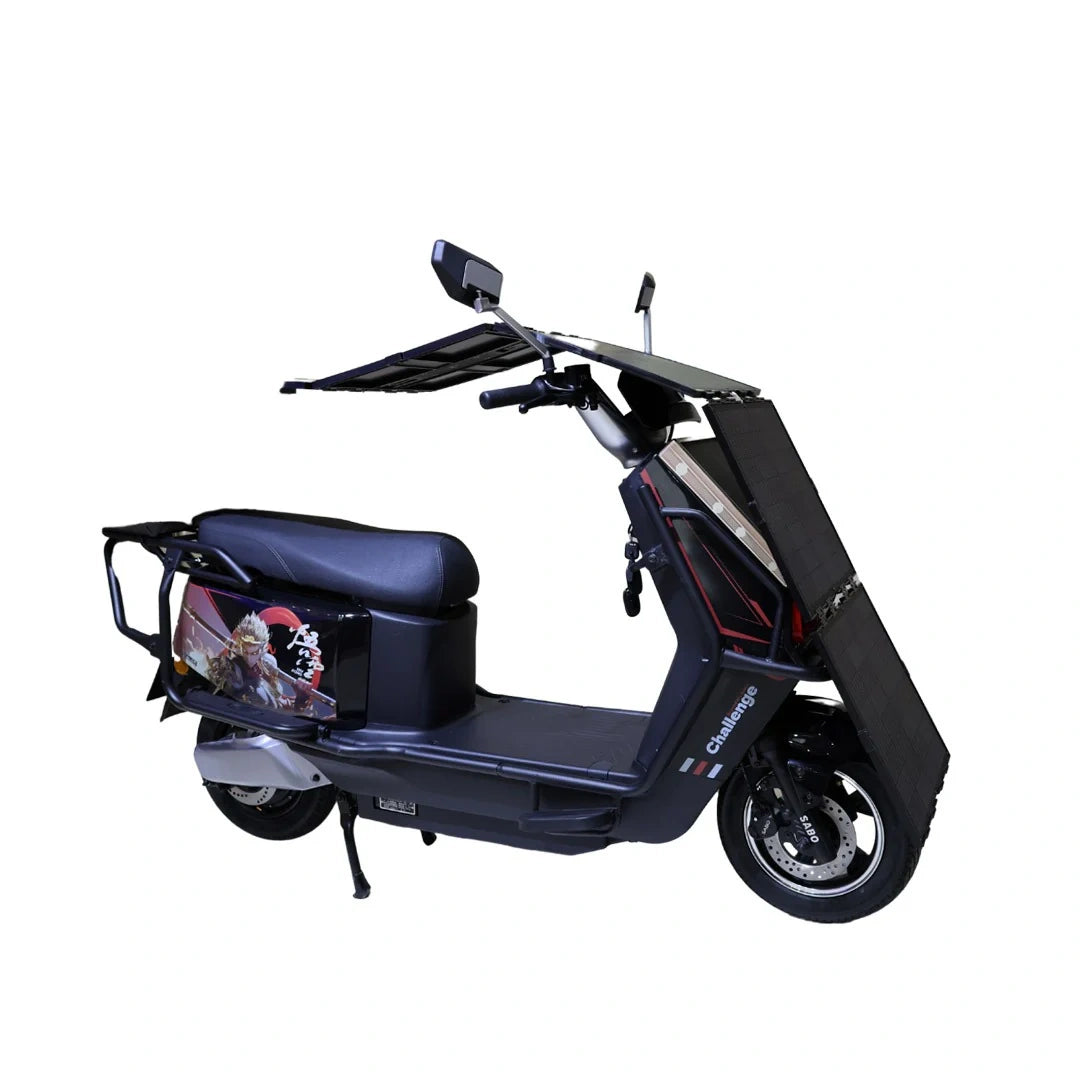 Black electric scooter on a white background
