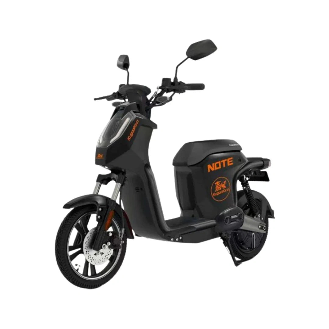 Black electric scooter with 'NOTE' branding on a white background