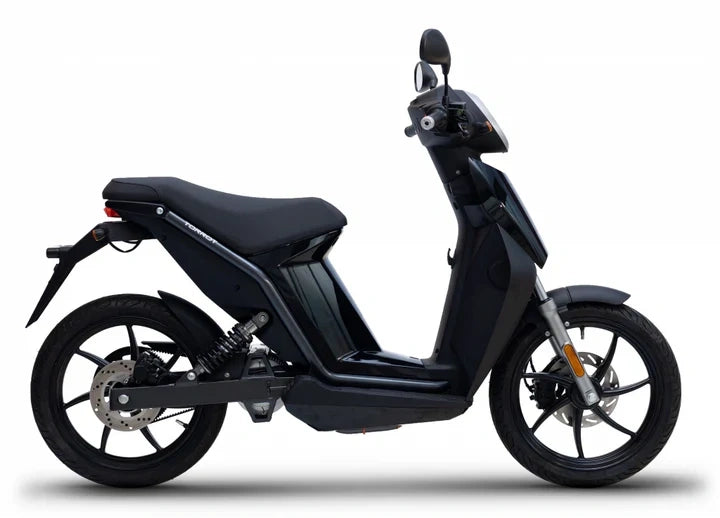Black electric scooter on a white background