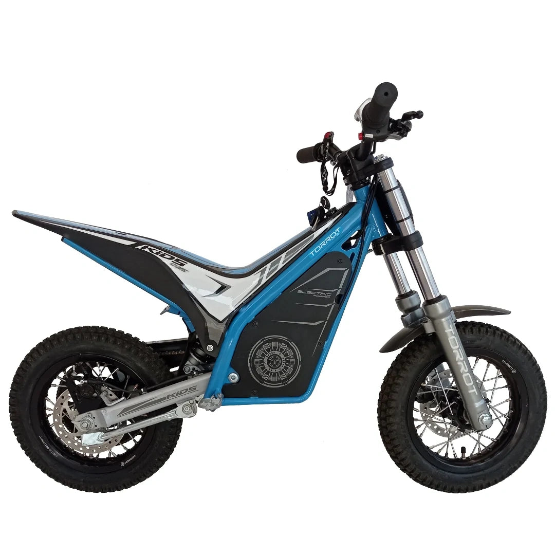 Blue and black electric bike on a white background