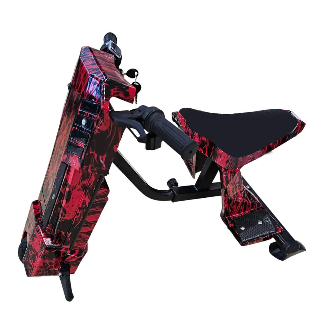 Red and black exercise bike on a white background