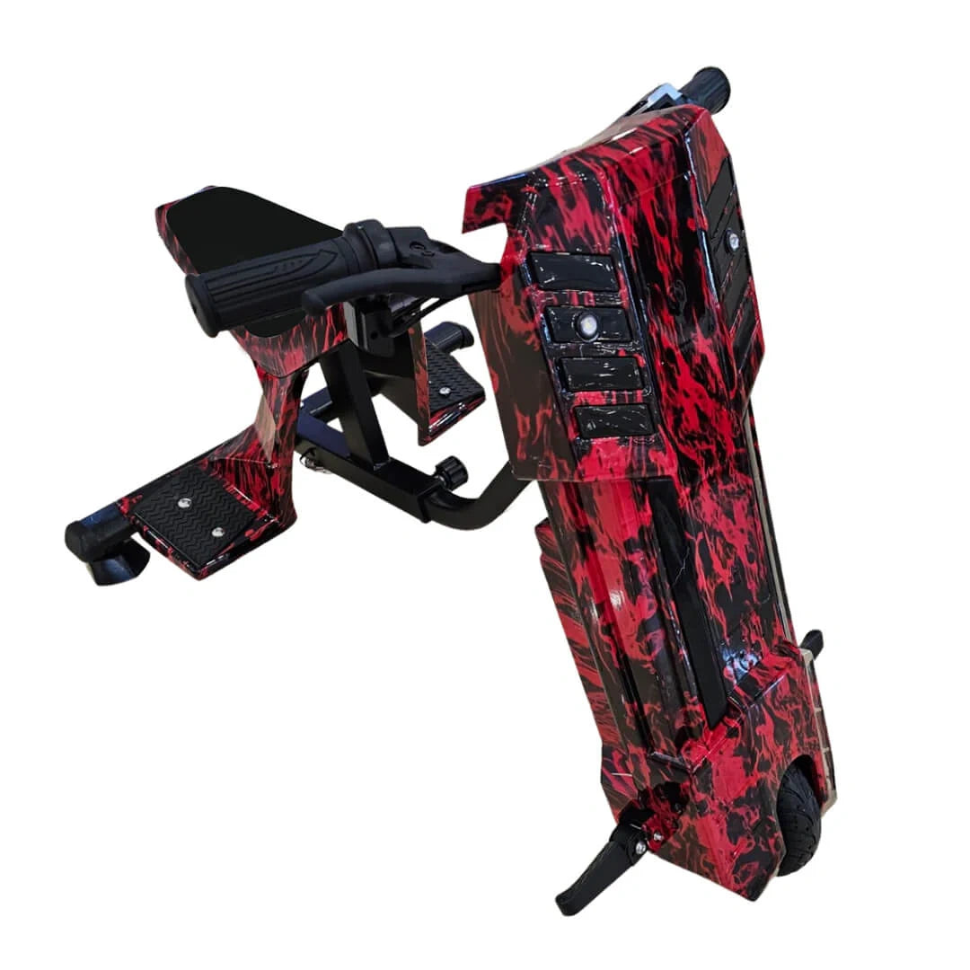 Red and black camouflage archery bow stand on a white background