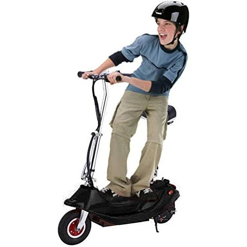 Person riding a scooter with a helmet on a white background