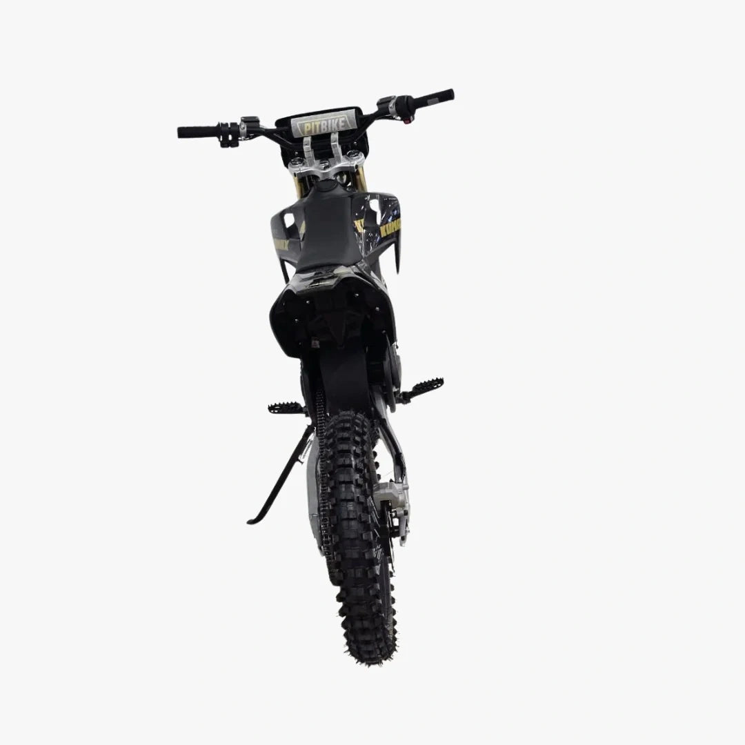Black dirt bike on a white background