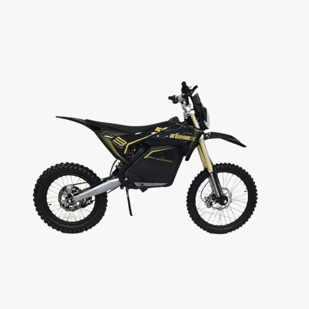 Black and yellow dirt bike on a white background
