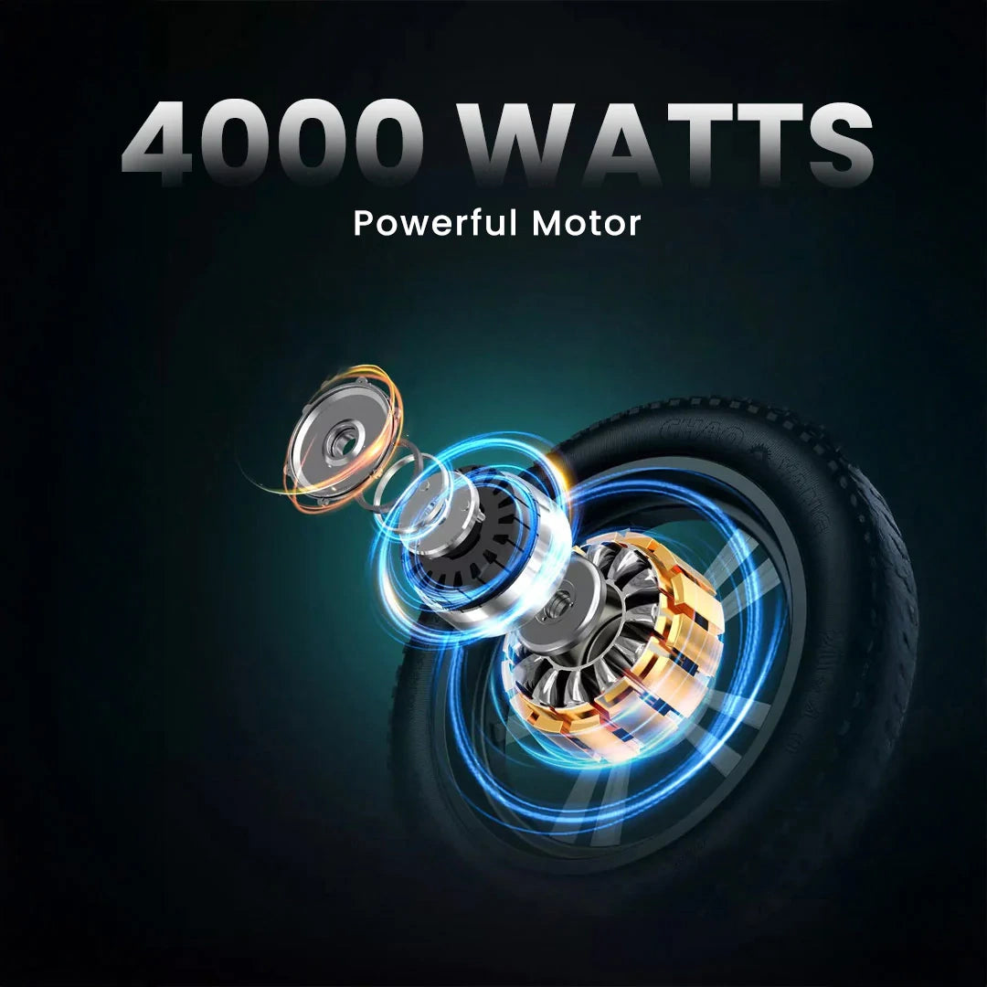 Motor with '4000 Watts Powerful Motor' text on a dark background