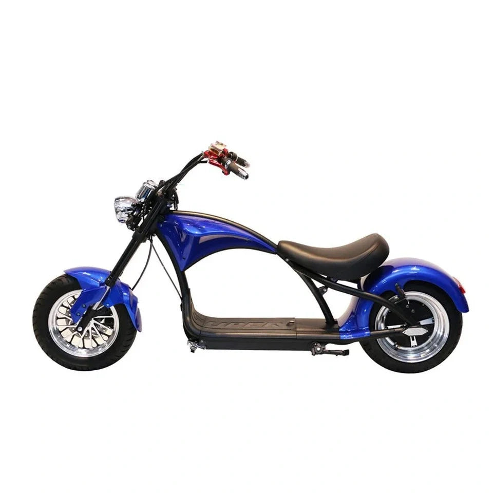 Blue electric scooter on a white background