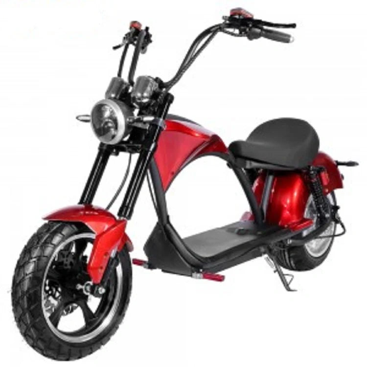 Red electric scooter on a white background