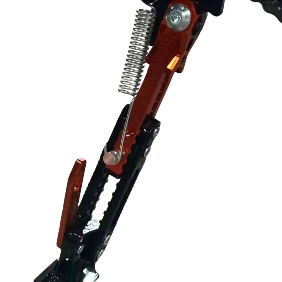 Close-up of a mechanical device with springs and metal components on a white background