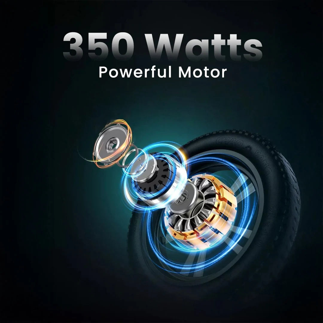 Motor with '350 Watts Powerful Motor' text on a dark background