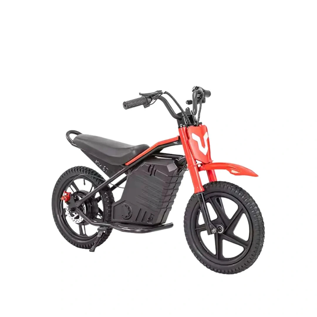Red and black electric bike on a white background