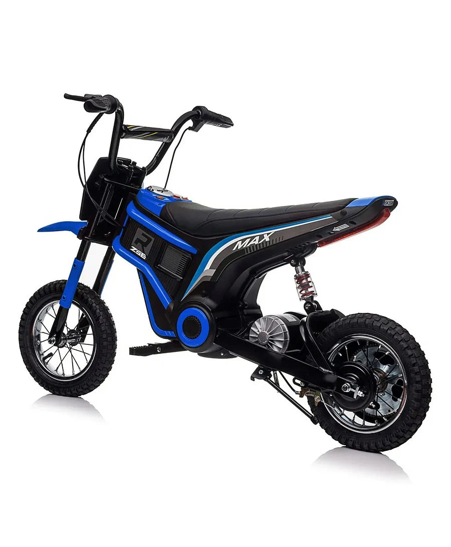 Black and blue electric bike with 'MAX' branding on a white background