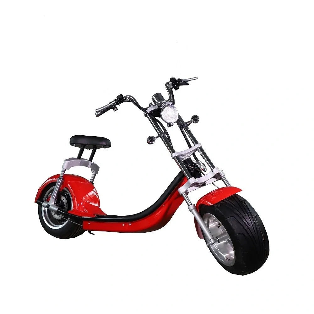 Red and black scooter on a white background