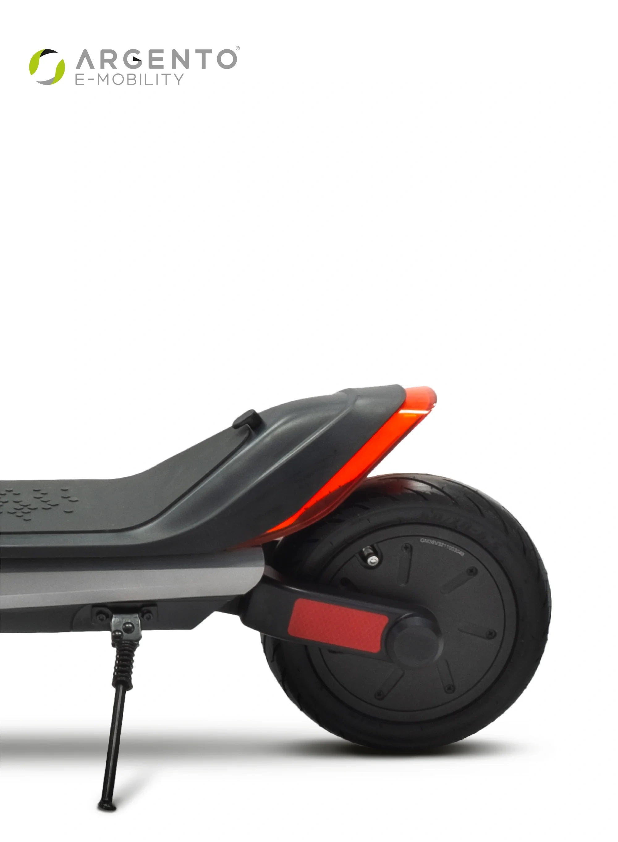 Side view of a scooter with Argento E-Mobility branding on a white background