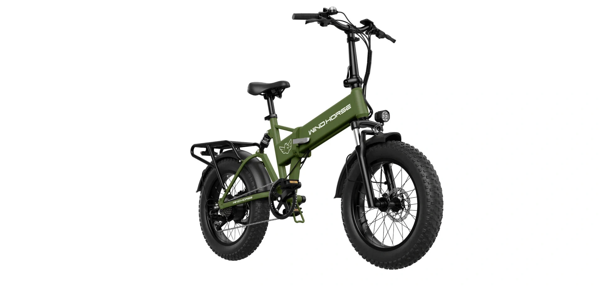 Green electric bike on a white background