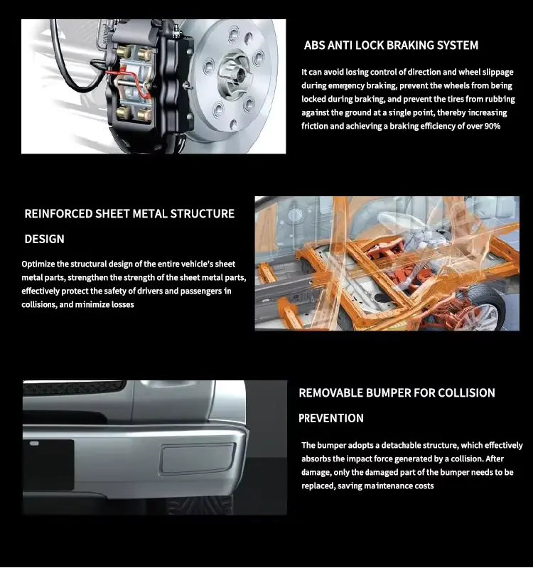 Technical diagram of a vehicle's braking system and structural design features.