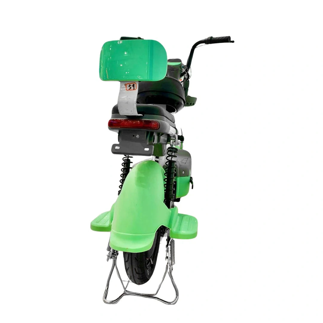 Green scooter on a white background