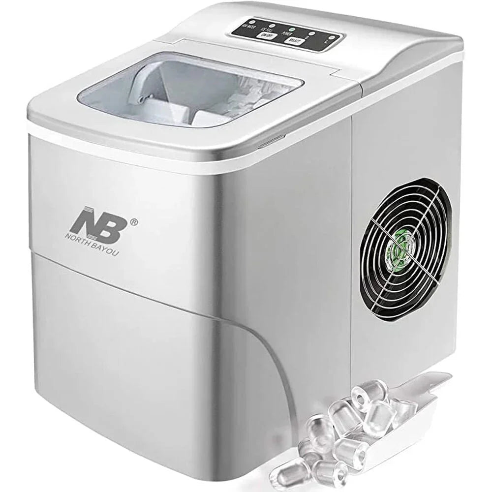 Portable ice maker with North Bayou branding on a white background